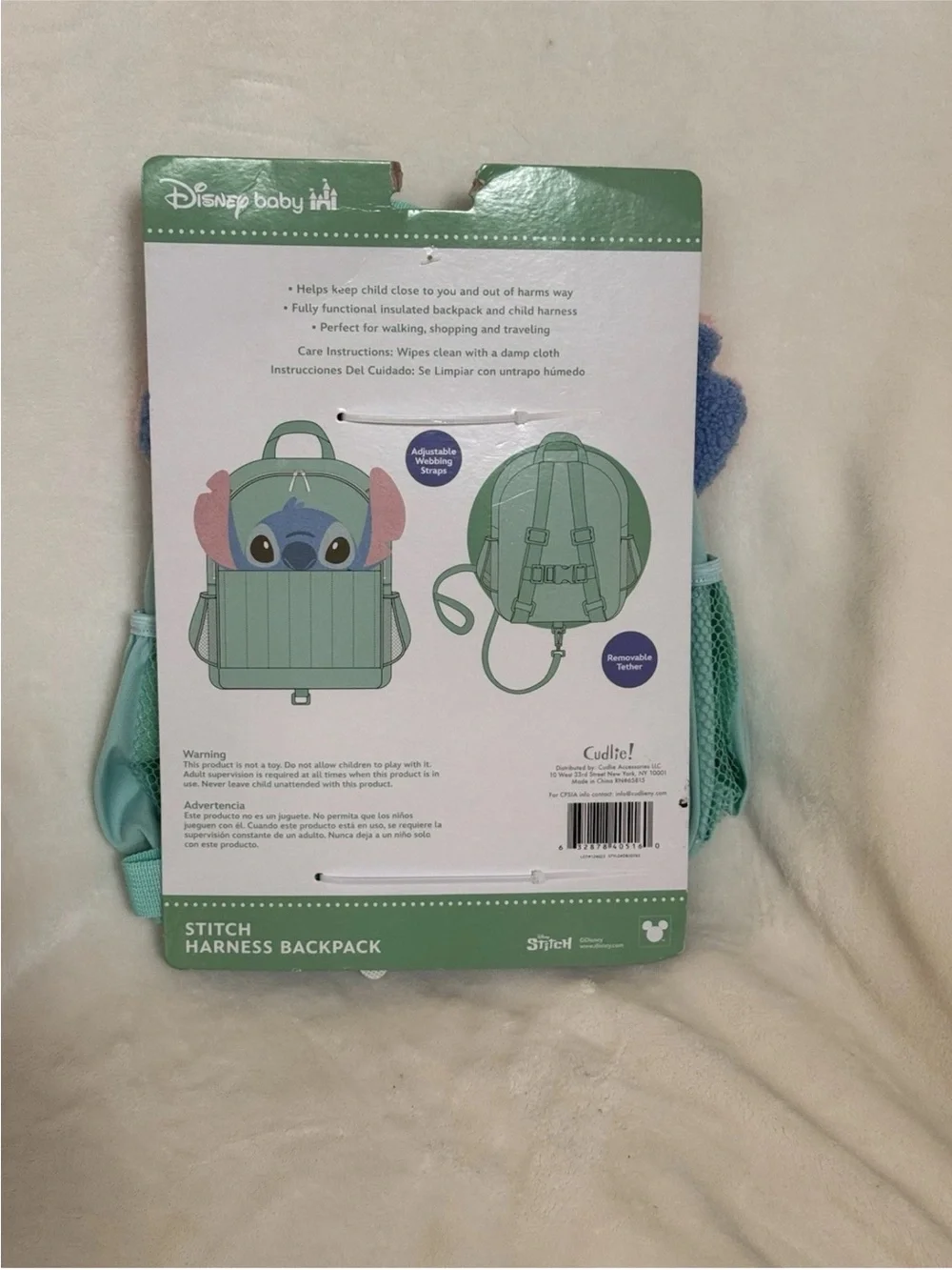 Disney Baby Stitch Toddler Insulated Harness Backpack, Removable Tether Strap